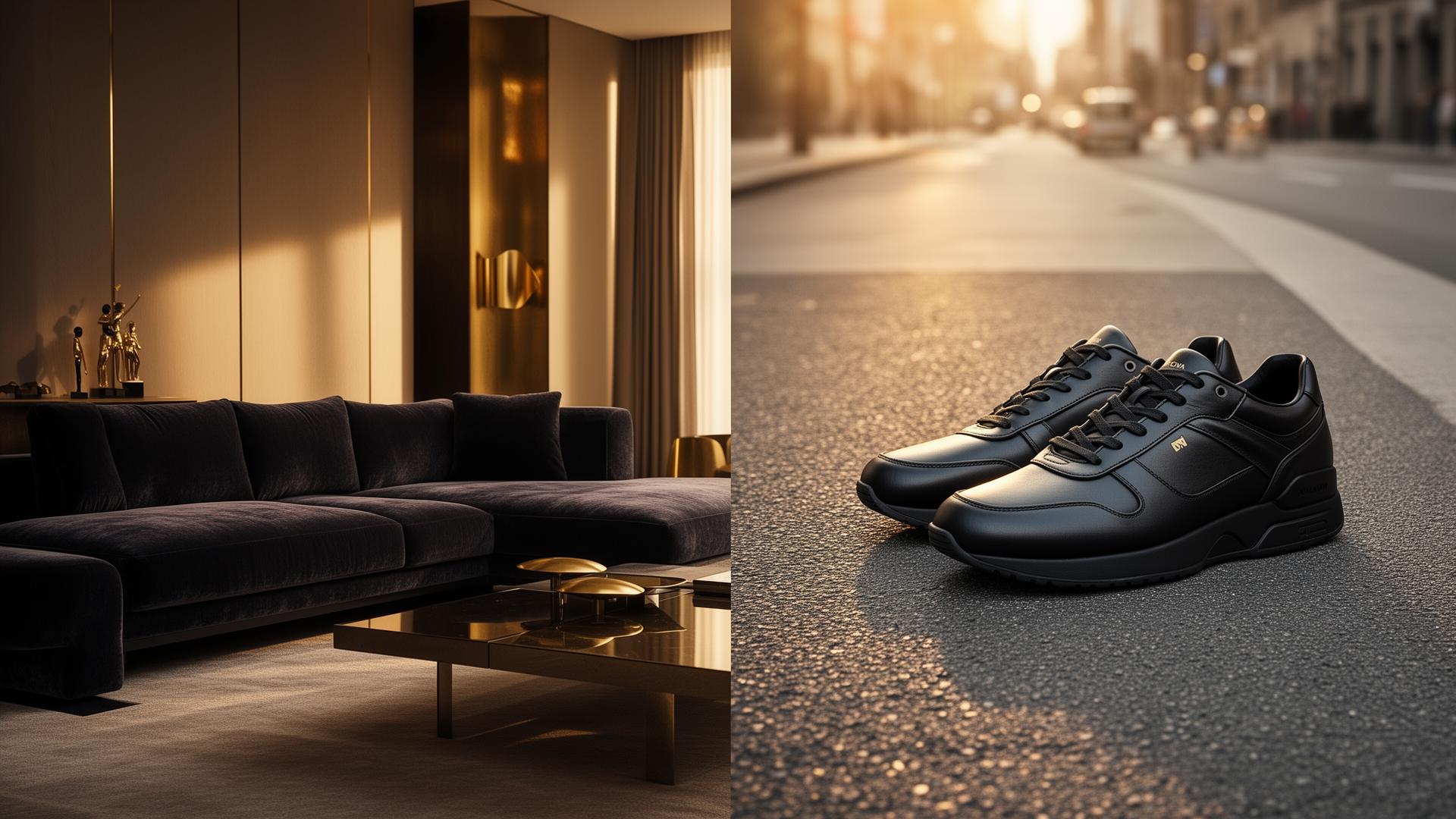 Luxury living room and premium urban sneakers